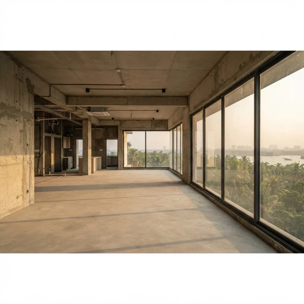 Illustrative unfinished architectural interior